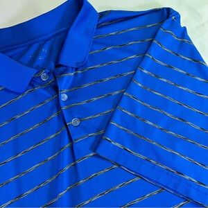 bcg Men's 3XL Blue Striped Short Sleeve Stretchy Performance Striped Polo Shirt